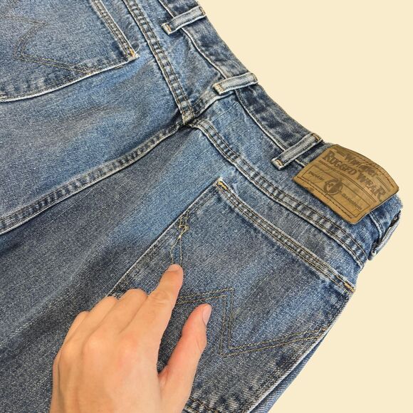 2000s Wrangler 36x31.5 denim pants, vintage Y2K straight leg medium wash jeans - Picture 5 of 8